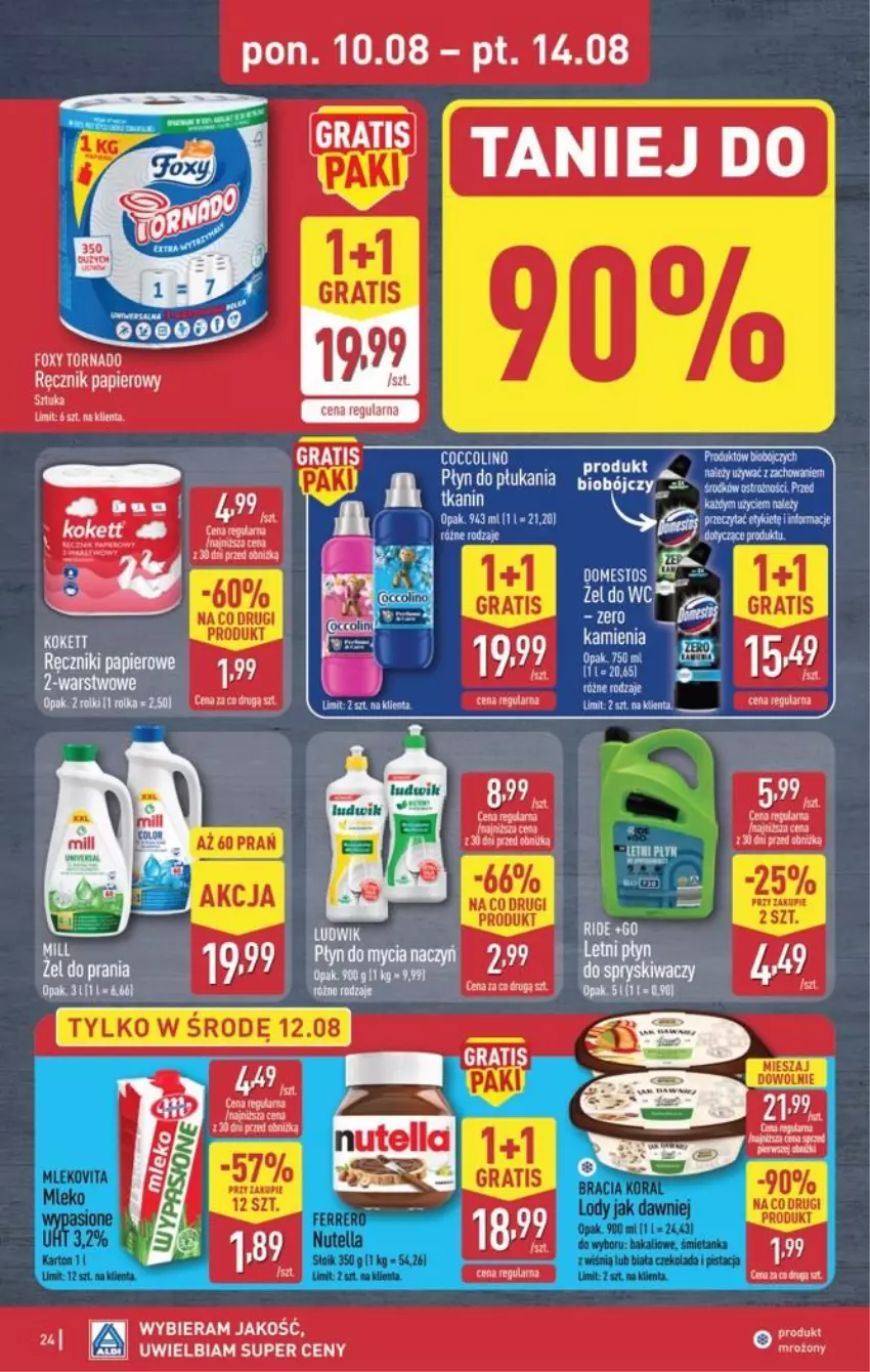 Gazetka promocyjna Aldi - Pełna oferta - ważna 10.08 do 14.08.2026 - strona 24 - produkty: Fa, Foxy, Gra, LG, Lody, Mleko, Nutella, Papier, Ręcznik