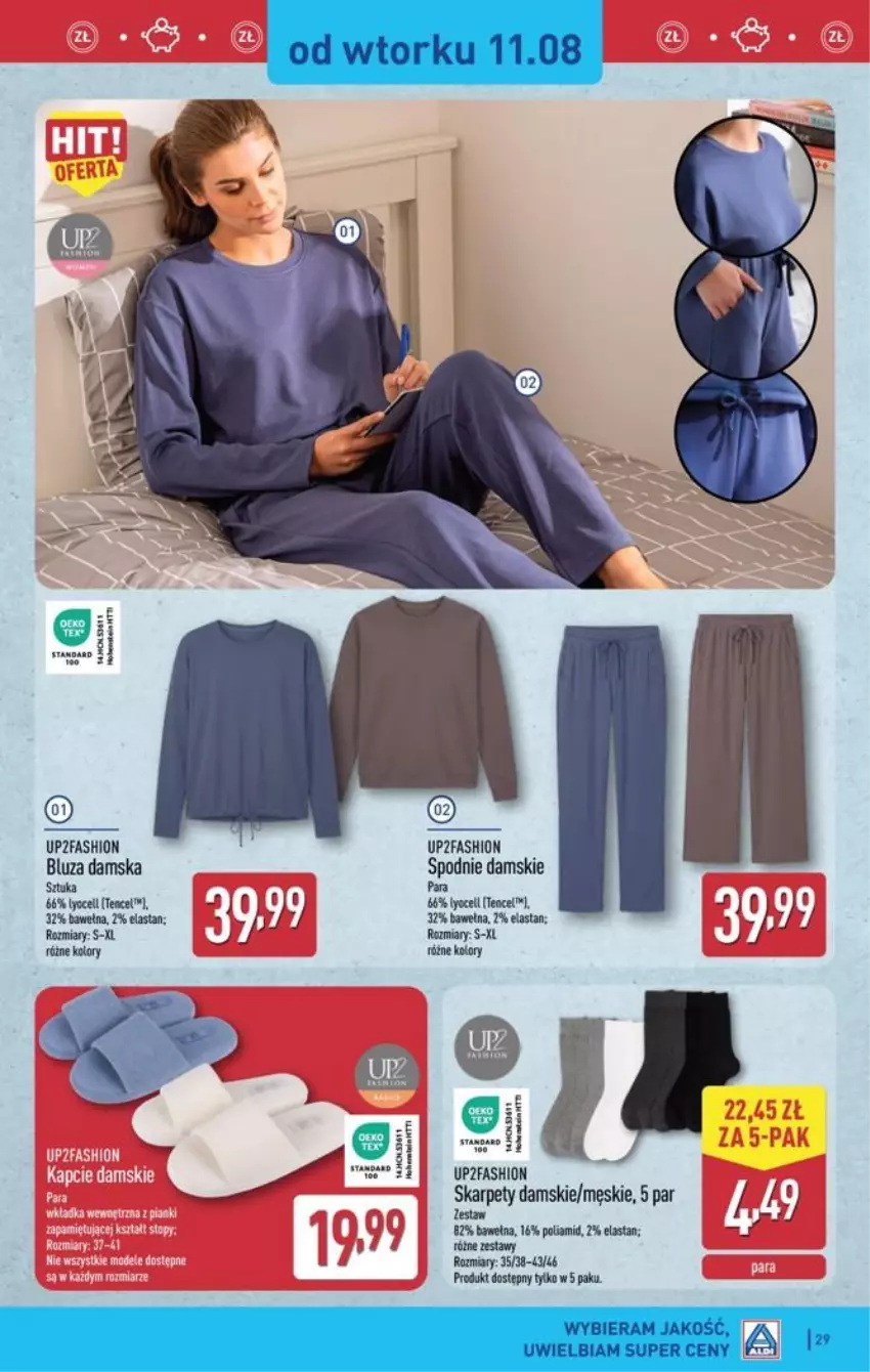 Gazetka promocyjna Aldi - Pełna oferta - ważna 10.08 do 14.08.2026 - strona 29 - produkty: Bluza, Fa, Karp, Spodnie, Wełna