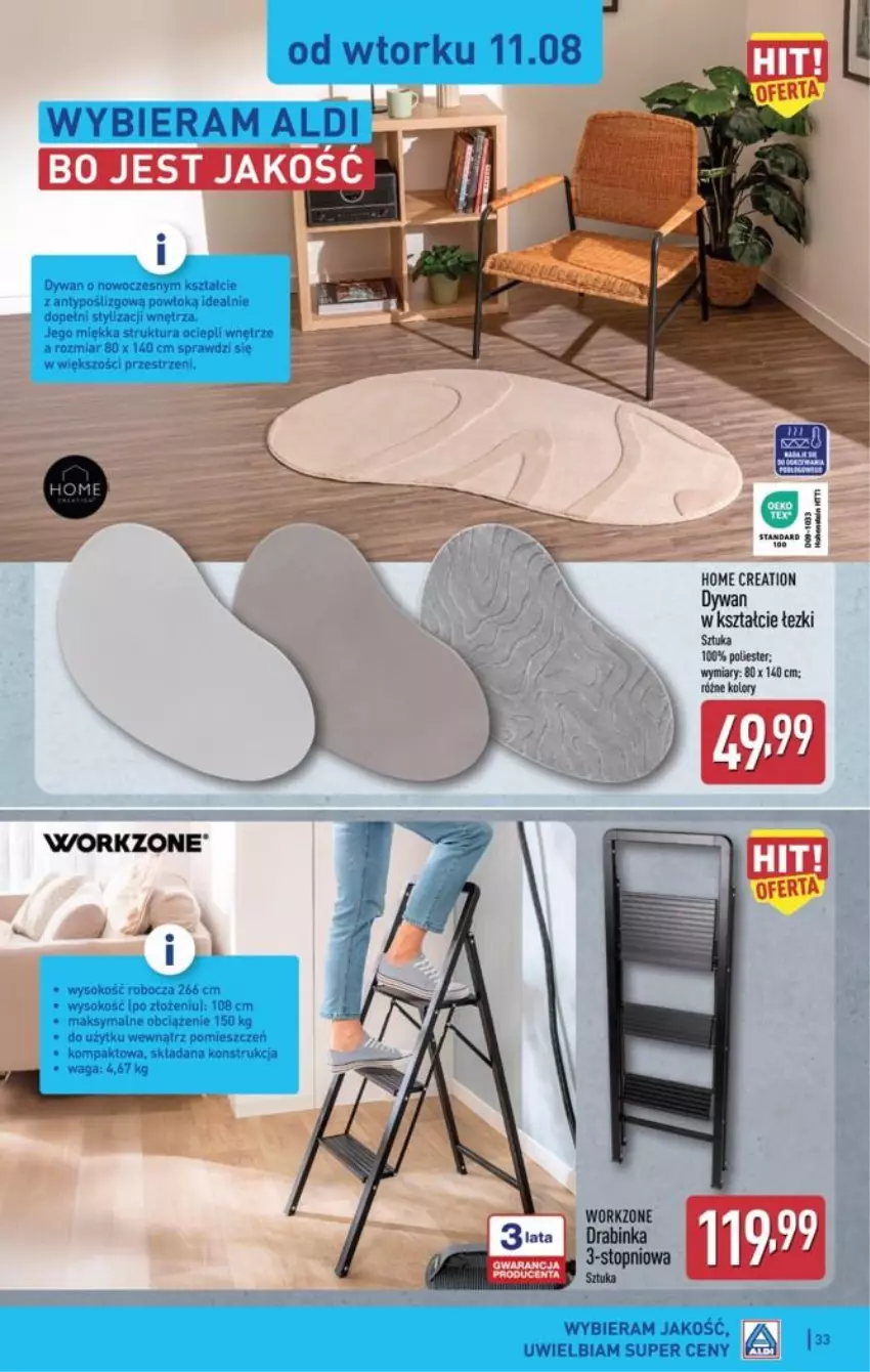 Gazetka promocyjna Aldi - Pełna oferta - ważna 10.08 do 14.08.2026 - strona 33 - produkty: Dywan, Inka, Sok, Waga