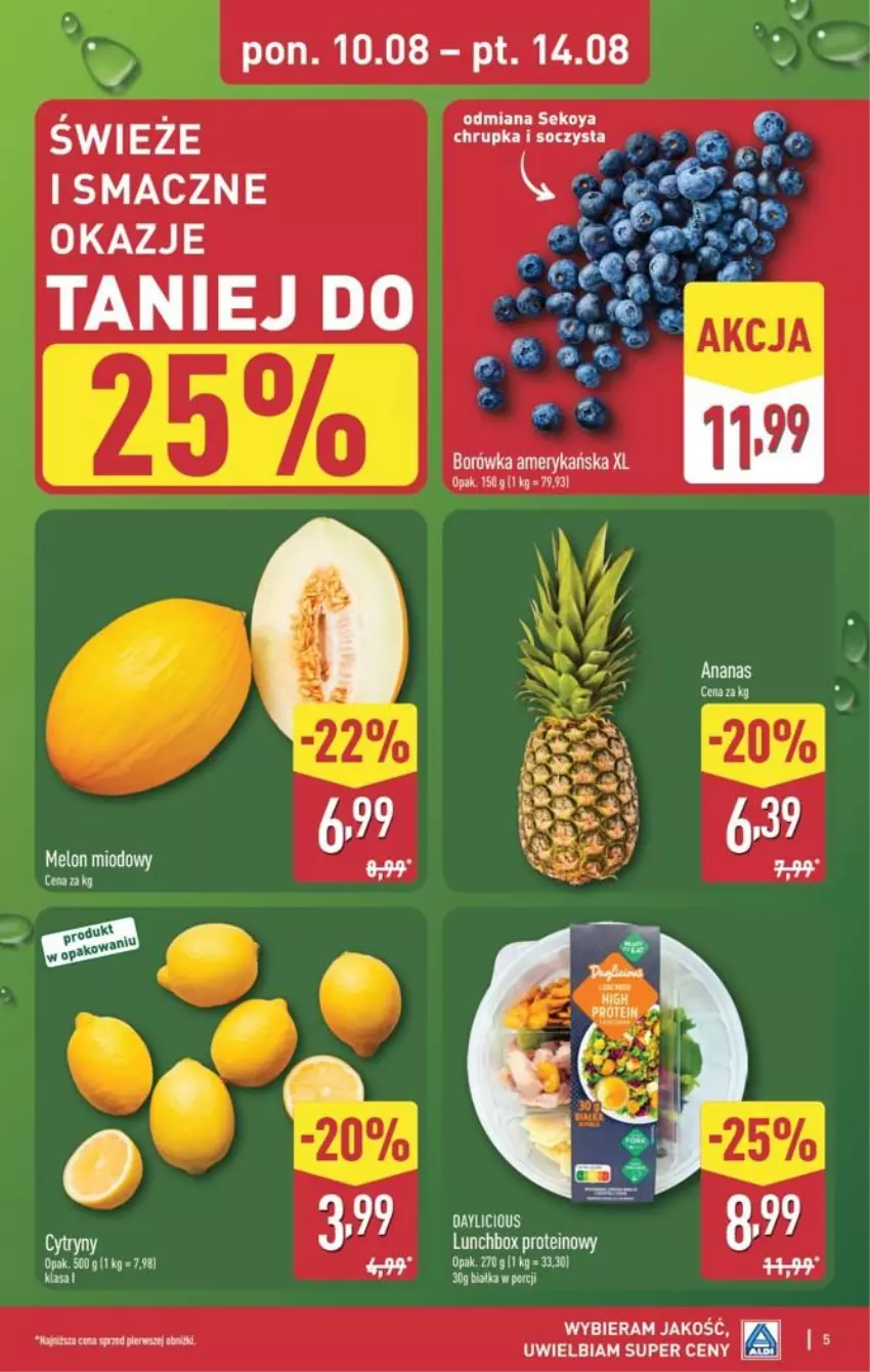 Gazetka promocyjna Aldi - Pełna oferta - ważna 10.08 do 14.08.2026 - strona 5 - produkty: Ananas, Borówka, Borówka amerykańska, Fa, SEKO