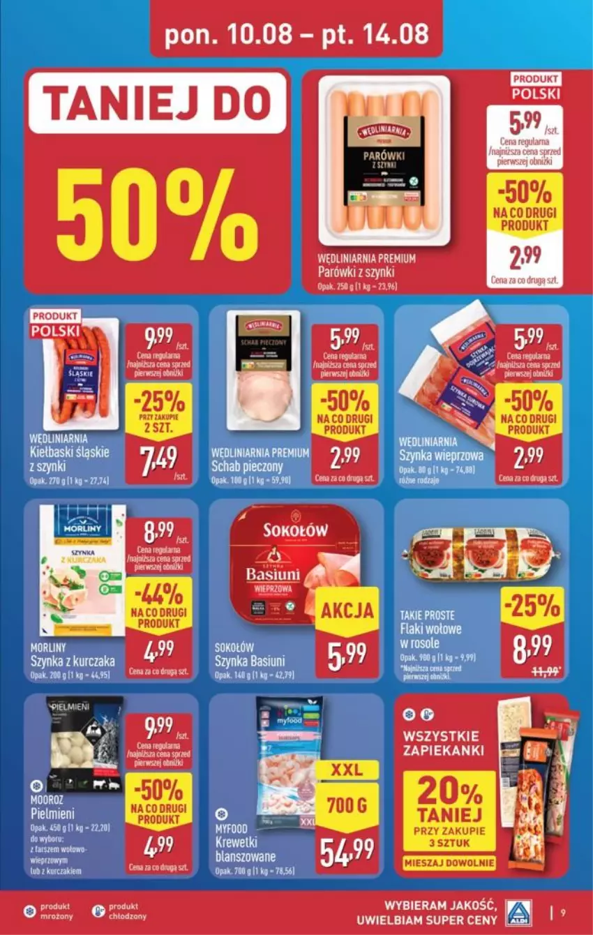 Gazetka promocyjna Aldi - Pełna oferta - ważna 10.08 do 14.08.2026 - strona 9 - produkty: Fa, Kurczak, Parówki, Parówki z szynki, Szynka