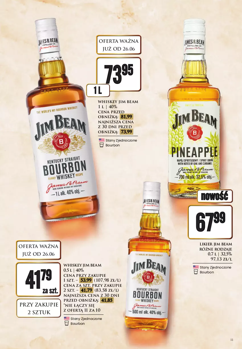 Gazetka promocyjna Dino - Katalog alkoholowy - czerwiec 2026ㅤㅤ - ważna 29.06 do 04.07.2026 - strona 11 - produkty: Bourbon, Jim Beam, Likier, Whiskey