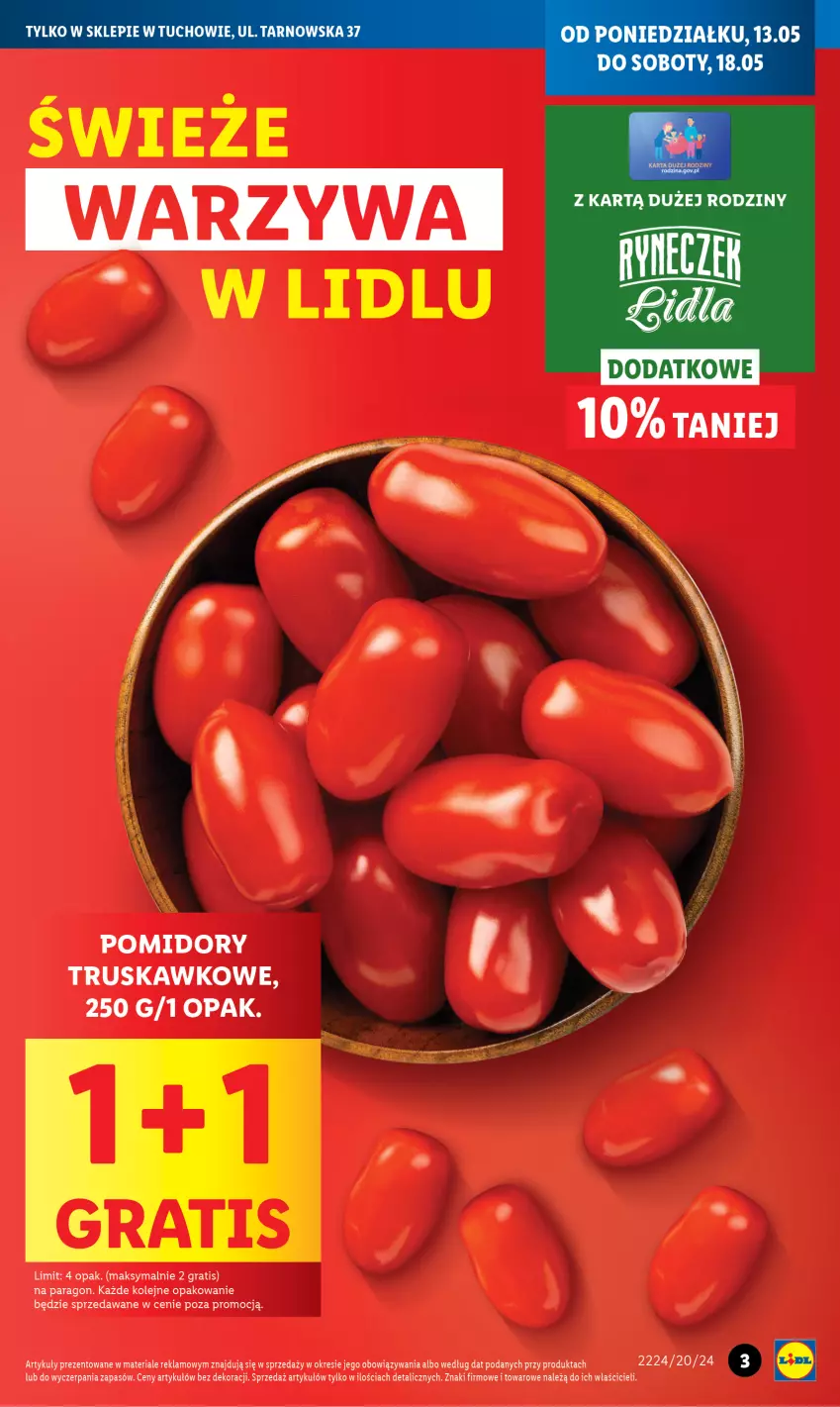 Gazetka promocyjna Lidl - Nowy Lidl w Tuchowie już otwarty - ważna 13.05 do 18.05.2024 - strona 3 - produkty: Gra, Olej, Pomidory, Warzywa
