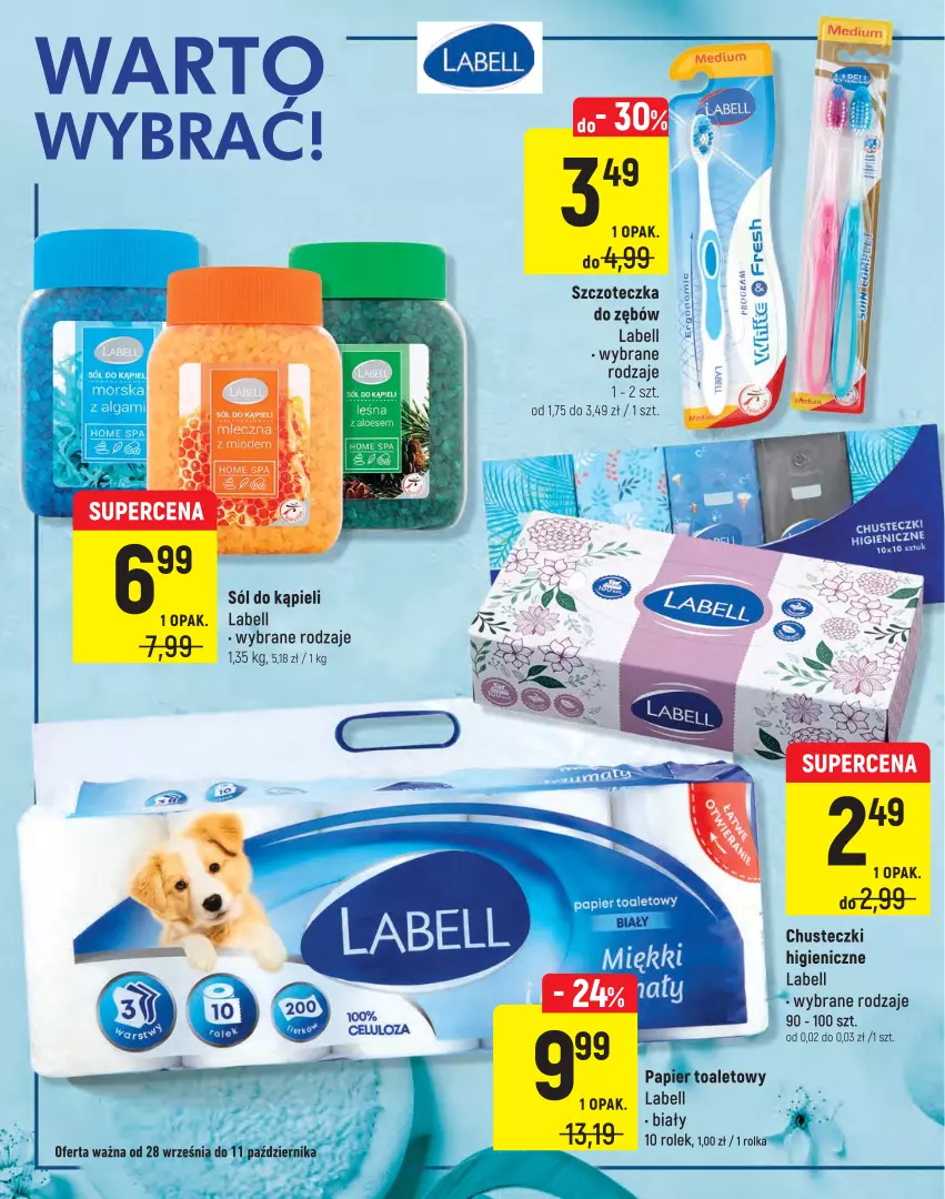 Gazetka promocyjna Intermarche - Jesienny Targ - ważna 28.09 do 11.10.2021 - strona 18 - produkty: Bell, Chusteczki, Papier, Papier toaletowy, Sól, Sól do kąpieli, Szczoteczka