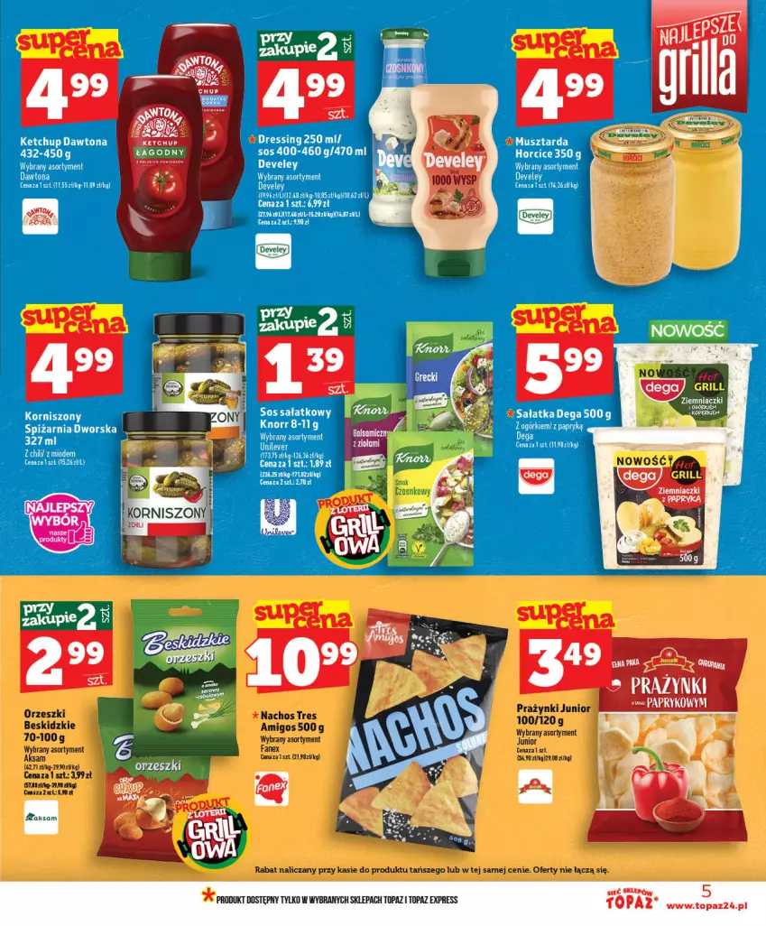 Gazetka promocyjna Topaz - Gazetka - ważna 03.06 do 10.06.2026 - strona 5 - produkty: Aksam, Beskidzki, Dawtona, Dega, Fa, Ketchup, Knorr, Koc, Mus, Musztarda, Sałat, Sałatka, Sos, Top