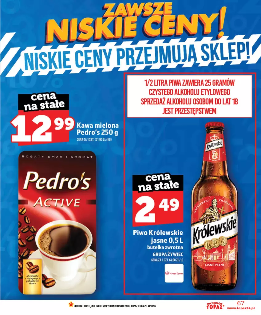 Gazetka promocyjna Topaz - Gazetka - ważna 03.06 do 10.06.2026 - strona 67 - produkty: Gra, Kawa, Kawa mielona, Królewski, Piwa, Piwo, Por, Sos, Top