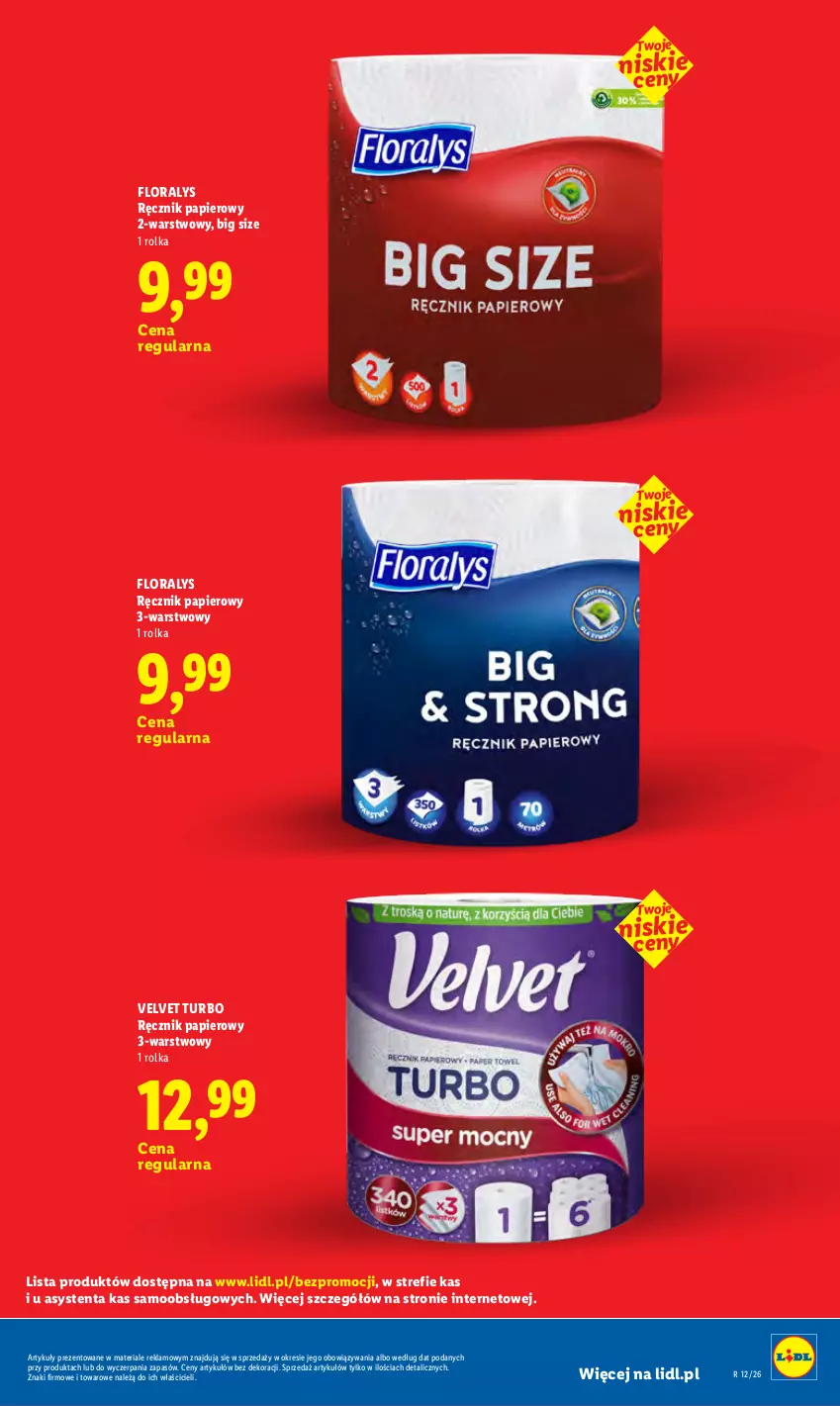 Gazetka promocyjna Lidl - Rewolucja cenowa! - ważna 21.08 do 30.09.2026 - strona 29 - produkty: Flora, Papier, Ręcznik, Velvet