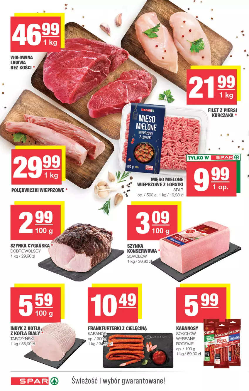 Gazetka promocyjna Spar - Spar - ważna 01.12 do 11.12.2024 - strona 4 - produkty: Frankfurterki, Kabanos, Mięso, Mięso mielone, Ser, Sok, Sokołów, Szynka, Tarczyński, Wołowina