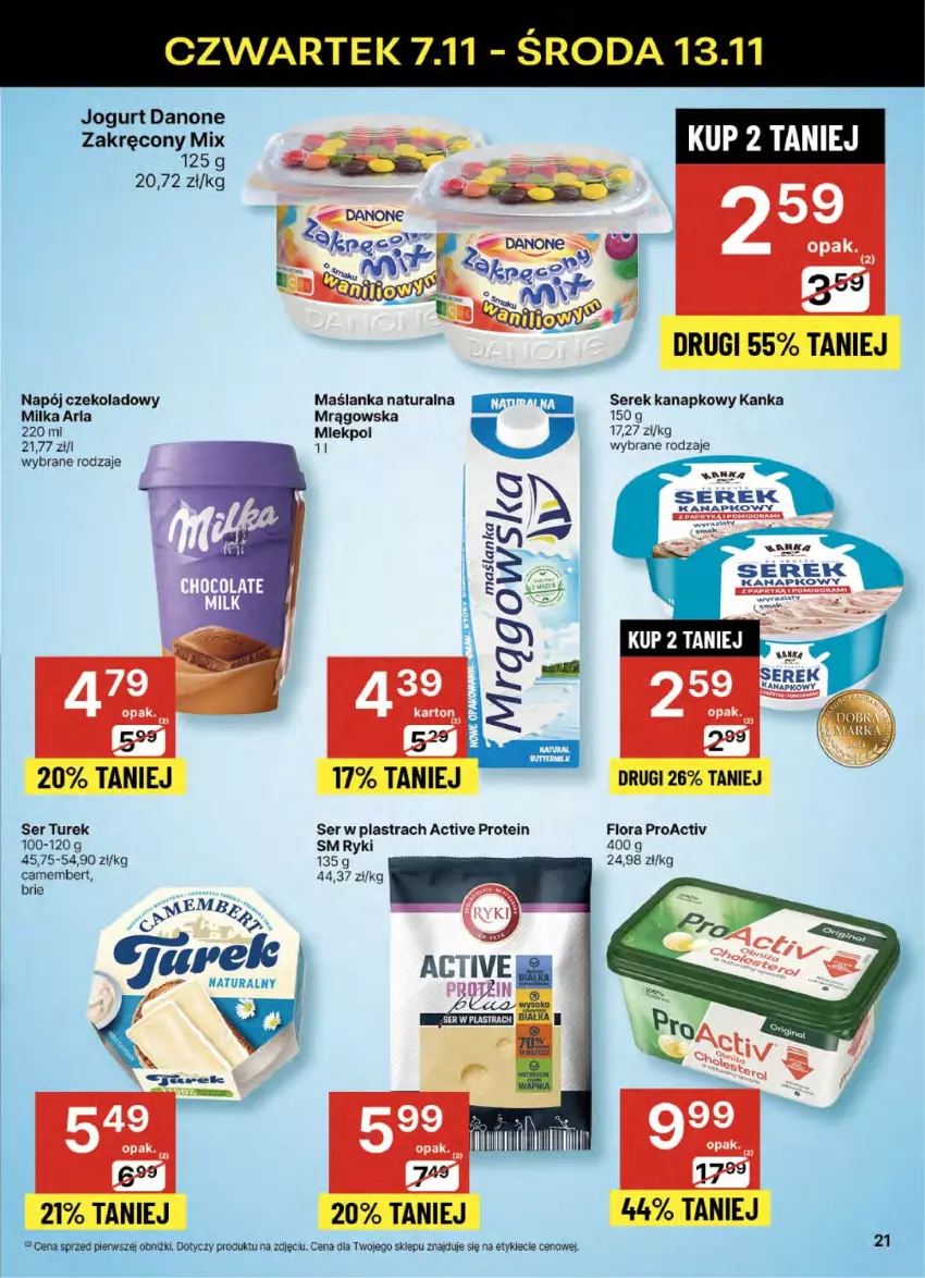 Gazetka promocyjna Delikatesy Centrum - NOWA GAZETKA Delikatesy Centrum od 7 listopada! 7-13.11.2024 - ważna 07.11 do 13.11.2024 - strona 21 - produkty: Brie, Camembert, Danone, Flora, Jogurt, Napój, Ser, Serek, Sok