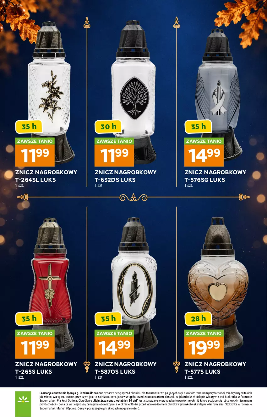 Gazetka promocyjna Stokrotka - Katalog Znicze - ważna 01.10 do 04.11.2026 - strona 3 - produkty: Mięso, Optima, Owoce, Warzywa, Znicz