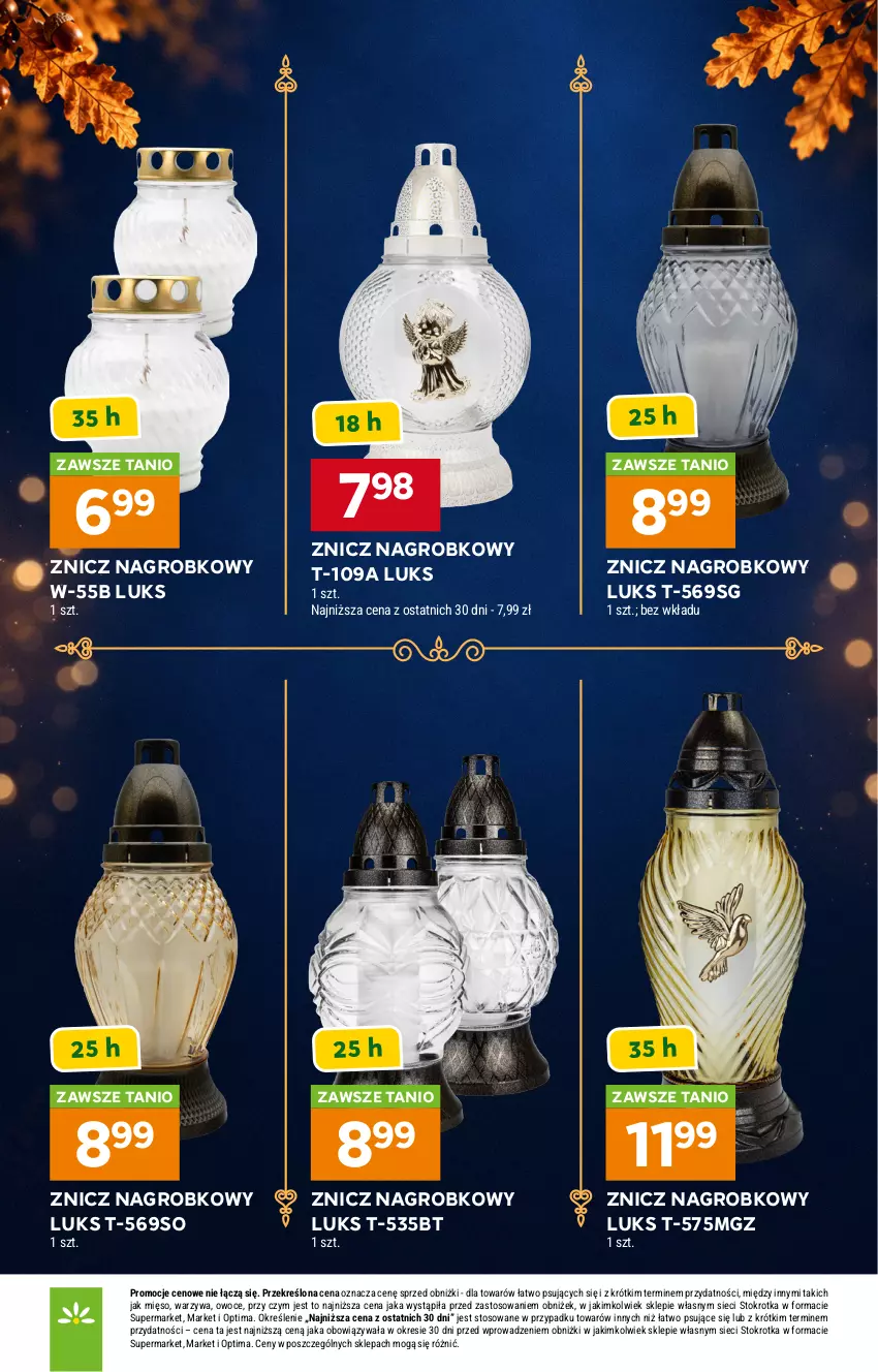 Gazetka promocyjna Stokrotka - Katalog Znicze - ważna 01.10 do 04.11.2026 - strona 4 - produkty: Mięso, Optima, Owoce, Warzywa, Znicz