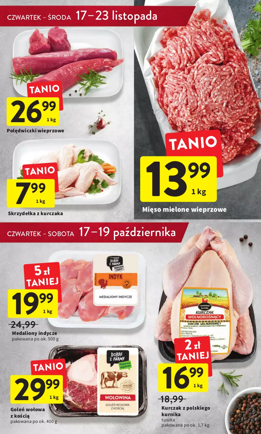 Gazetka promocyjna Intermarche - Gazetka Intermarche - ważna 17.11 do 23.11.2022 - strona 21 - produkty: Kurczak, Lion, Medaliony indycze, Mięso, Mięso mielone, Skrzydełka z kurczaka, Top, Tusz