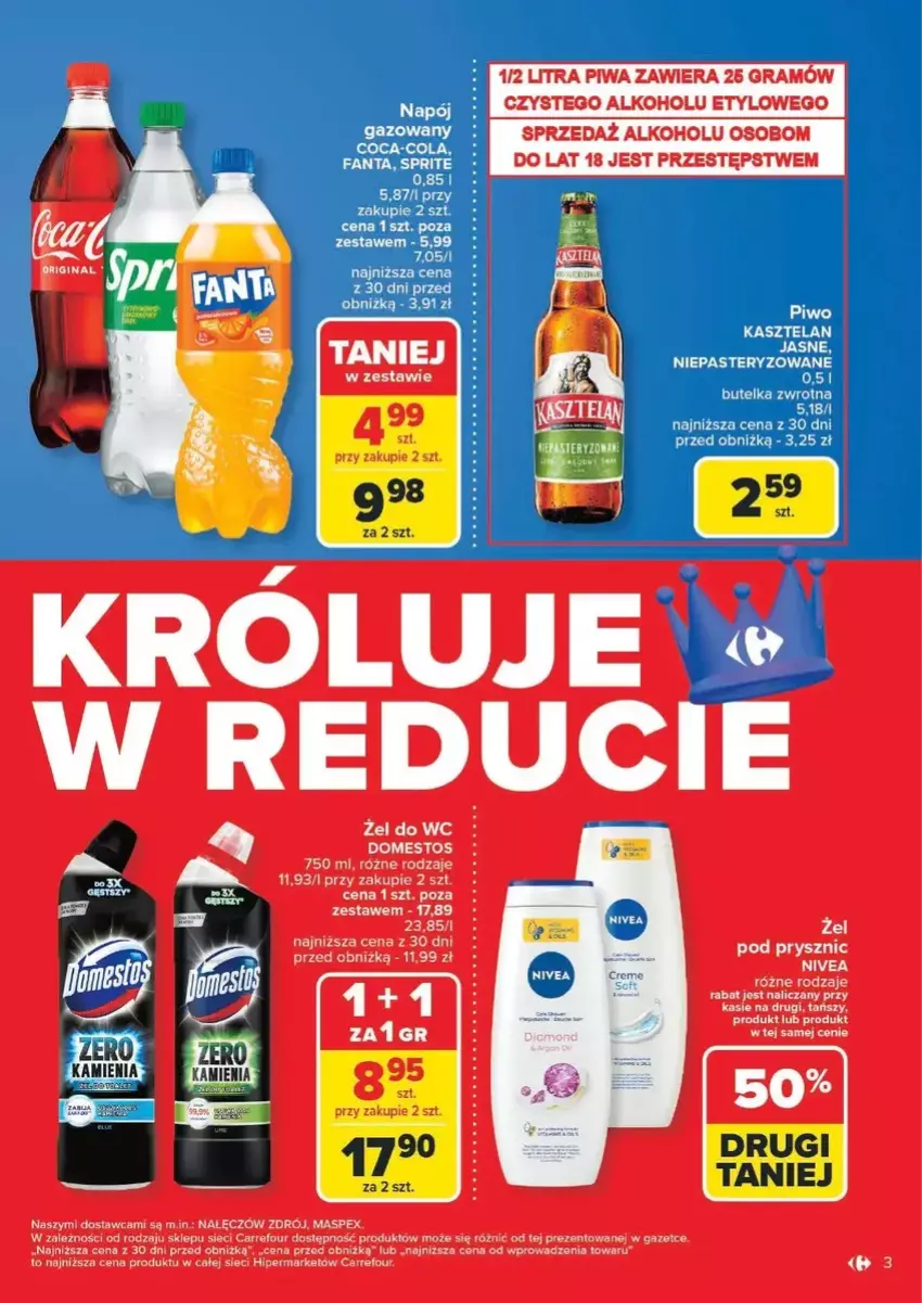 Gazetka promocyjna Carrefour - ważna 17.02 do 22.02.2025 - strona 3 - produkty: Coca-Cola, Domestos, Fa, Fanta, Gra, Piwa, Piwo, Sprite