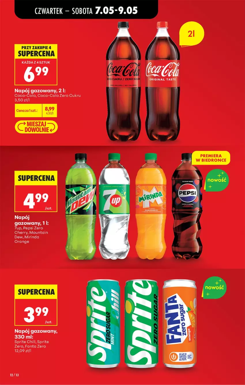 Gazetka promocyjna Biedronka - Od Czwartku - ważna 07.05 do 13.05.2026 - strona 12 - produkty: 7up, Coca-Cola, Fa, Fanta, Mirinda, Napój, Napój gazowany, Pepsi, Sprite