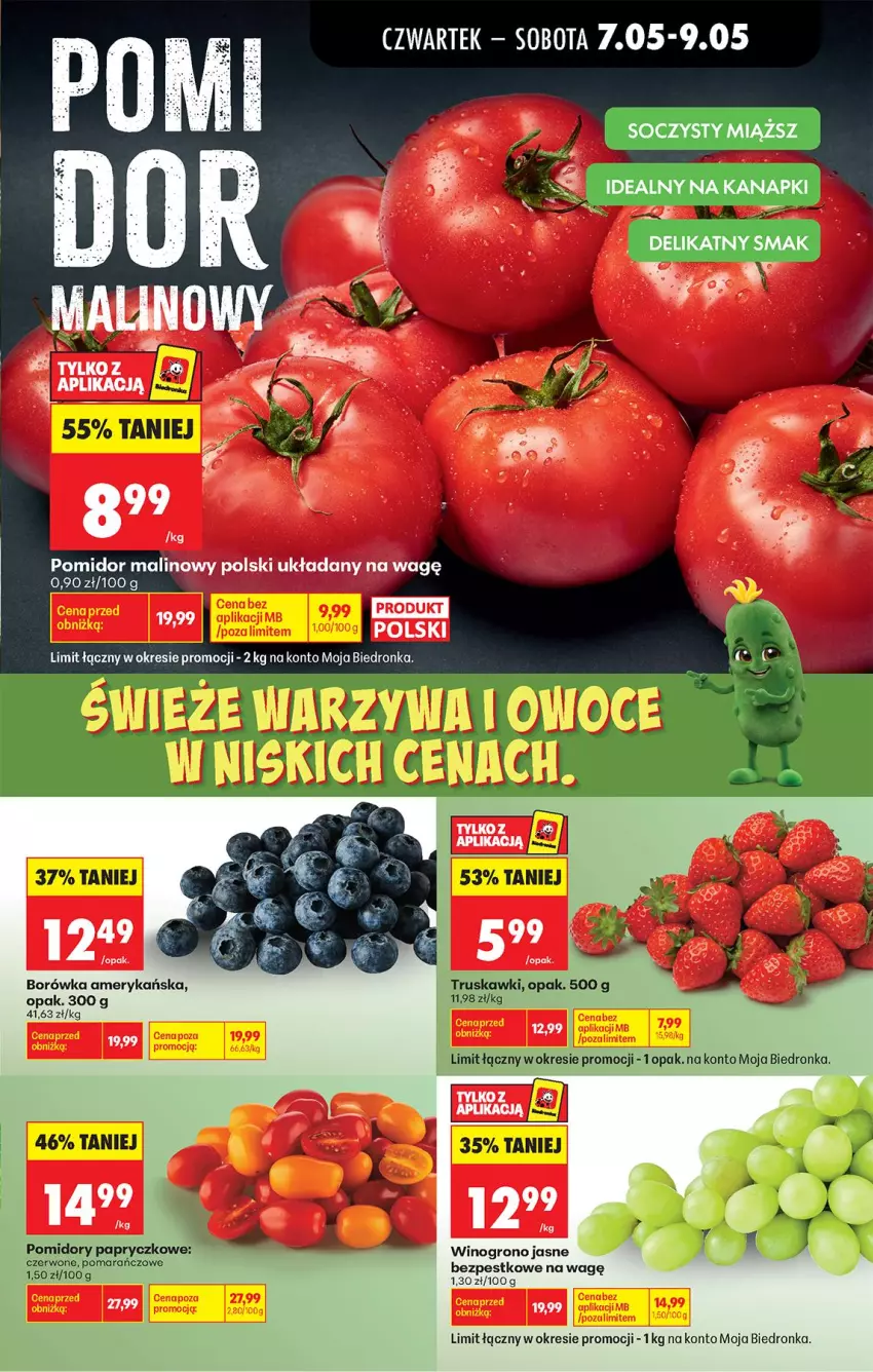 Gazetka promocyjna Biedronka - Od Czwartku - ważna 07.05 do 13.05.2026 - strona 25 - produkty: Borówka, Borówka amerykańska, Fa, Owoce, Pomidor malinowy, Pomidory, Wino