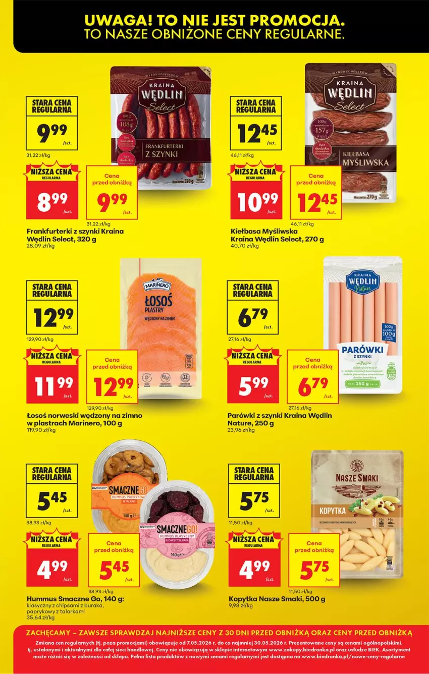 Gazetka promocyjna Biedronka - Od Czwartku - ważna 07.05 do 13.05.2026 - strona 3 - produkty: Frankfurterki, Hummus, Kiełbasa, Kopytka, Mus, O nas, Parówki, Parówki z szynki, Waga