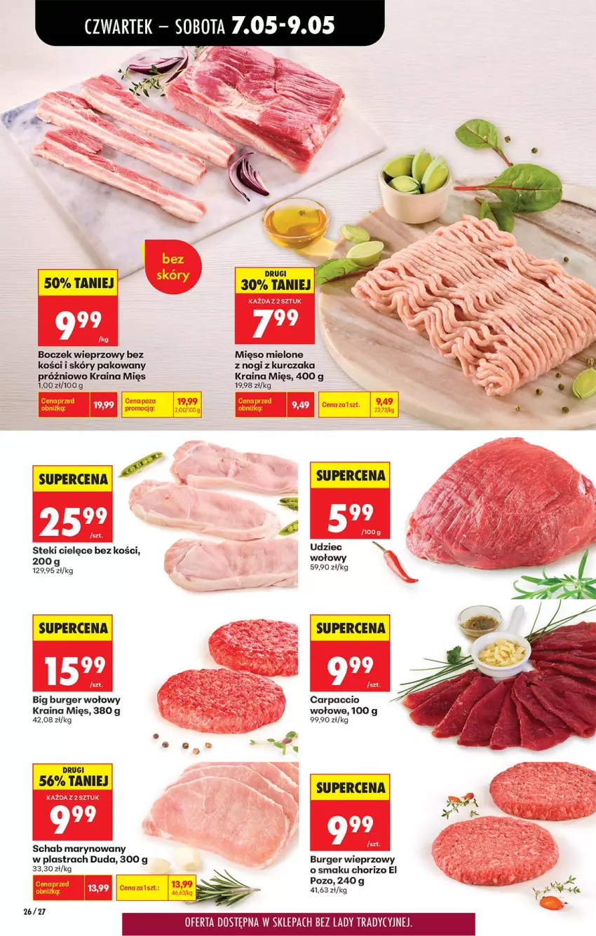 Gazetka promocyjna Biedronka - Od Czwartku - ważna 07.05 do 13.05.2026 - strona 32 - produkty: Boczek, Boczek wieprzowy, Burger, Carpaccio, Duda, Fa, Kurczak, Mięso, Mięso mielone, Stek