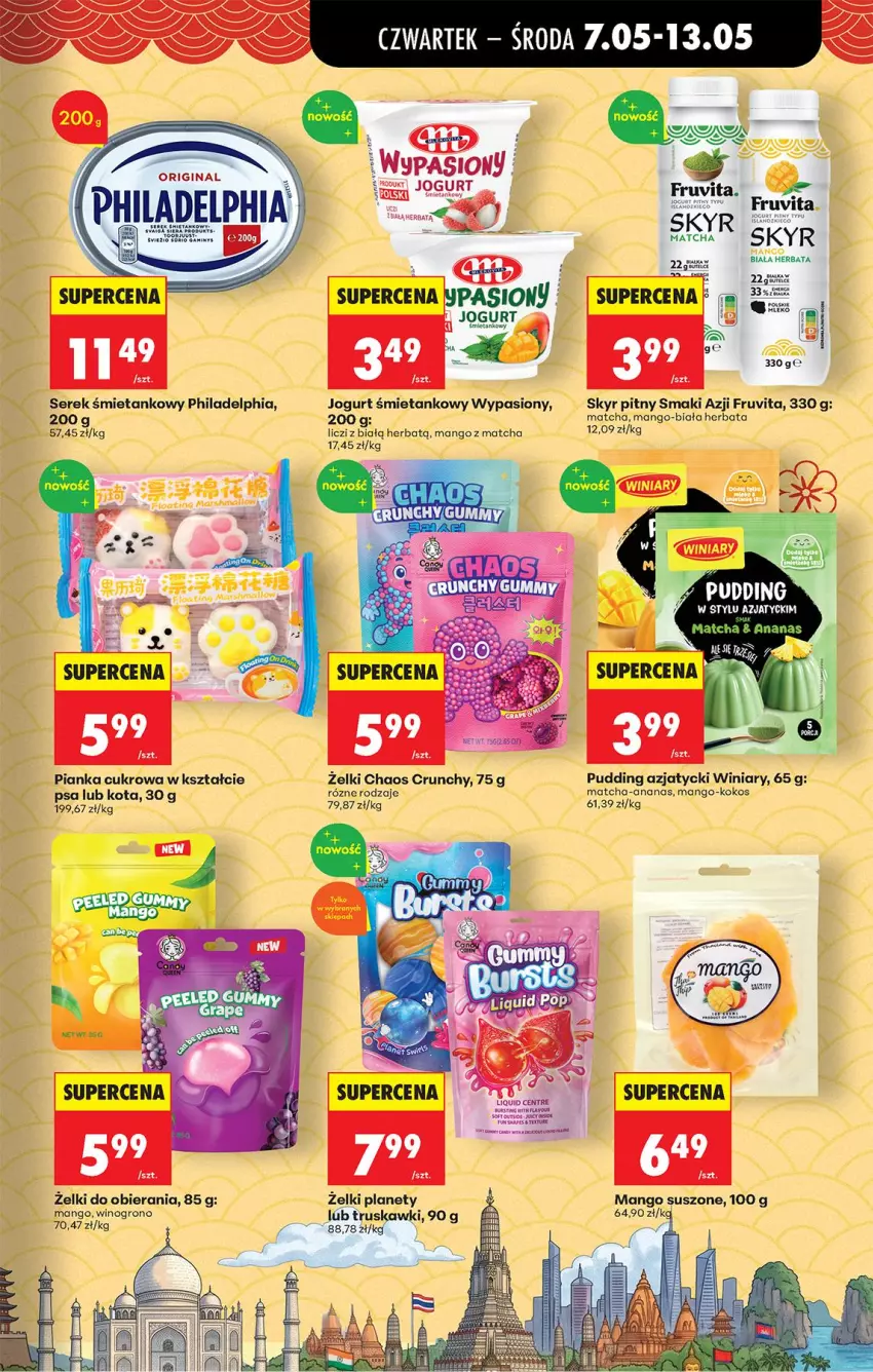 Gazetka promocyjna Biedronka - Od Czwartku - ważna 07.05 do 13.05.2026 - strona 49 - produkty: Ananas, Fa, Gin, Herbata, Jogurt, Kokos, Liczi, Mango, Mango suszone, Mleko, Philadelphia, Pudding, Ser, Serek, Truskawki, Winiary, Wino