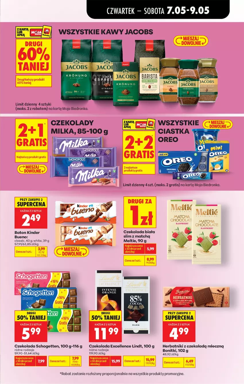 Gazetka promocyjna Biedronka - Od Czwartku - ważna 07.05 do 13.05.2026 - strona 51 - produkty: Baton, Bonitki, Ciastka, Czekolada, Herbatniki, Jacobs, Kinder, Lindt, Milka, Por, Schogetten, Wasa
