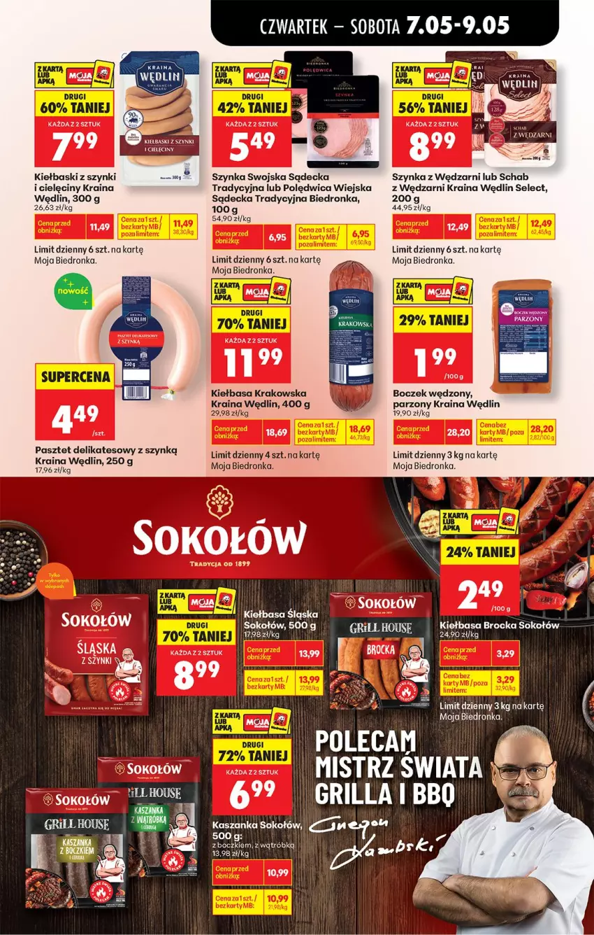Gazetka promocyjna Biedronka - Od Czwartku - ważna 07.05 do 13.05.2026 - strona 61 - produkty: Boczek, Fa, Grill, Kasza, Kaszanka, Kiełbasa, Kiełbasa krakowska, Kiełbasa śląska, Pasztet, Polędwica, Sok, Sokołów, Szynka