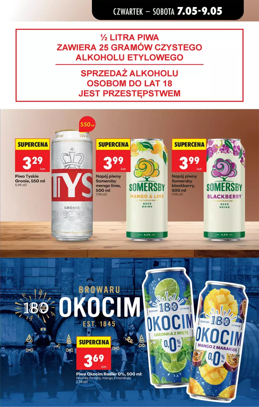 Gazetka promocyjna Biedronka - Od Czwartku - ważna 07.05 do 13.05.2026 - strona 75 - produkty: Koc, Lack, Limonka, Mango, Napój, Okocim, Piwo, Radler, Somersby, Tyskie
