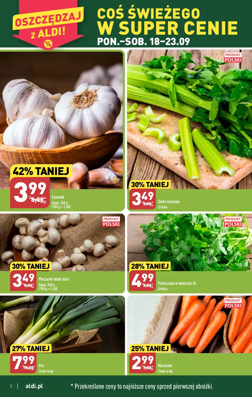 Gazetka promocyjna Aldi - Pełna oferta - ważna 18.09 do 23.09.2023 - strona 2 - produkty: Czosnek, Piec, Pietruszka, Por, Seler naciowy