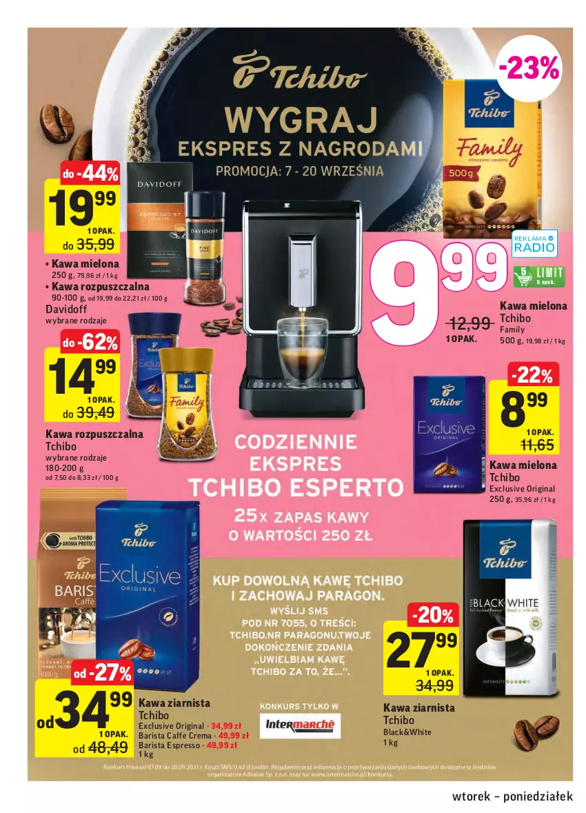 Gazetka promocyjna Intermarche - Gazetka promocyjna - ważna 07.09 do 13.09.2021 - strona 28 - produkty: Davidoff, Fa, Gin, Kawa, Kawa mielona, Kawa rozpuszczalna, Kawa ziarnista, Lack, Tchibo, Tchibo Family