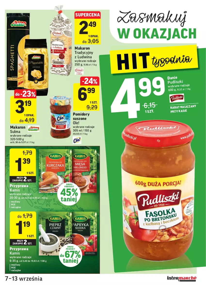 Gazetka promocyjna Intermarche - Gazetka promocyjna - ważna 07.09 do 13.09.2021 - strona 31 - produkty: Kamis, Makaron, Ole!, Pomidory, Pudliszki