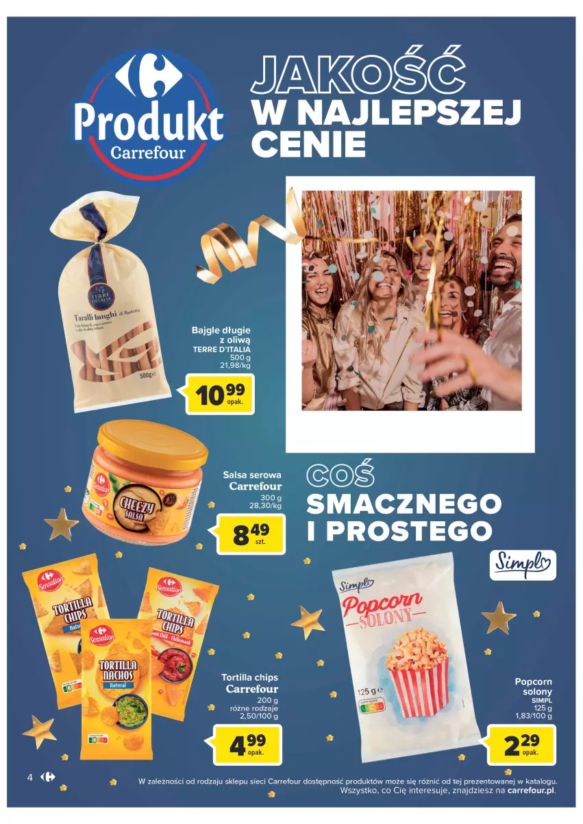 Gazetka promocyjna Carrefour - Gazetka Carrefour - ważna 27.12 do 31.12.2022 - strona 4 - produkty: Bajgle, Salsa, Ser, Tortilla, Tortilla Chips