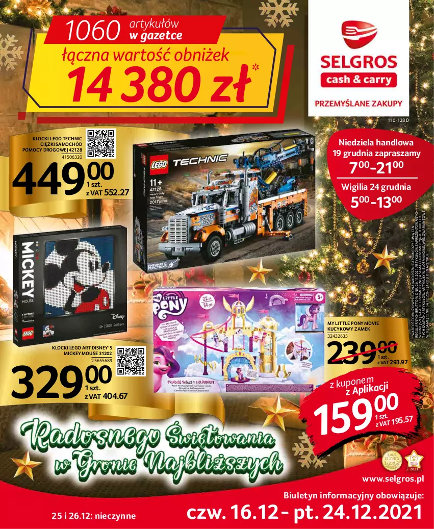 Gazetka promocyjna Selgros - Prezenty 2021 - ważna 16.12 do 24.12.2021 - strona 1 - produkty: Disney, Klocki, LEGO, LEGO Technic, LG, My Little Pony, Samochód