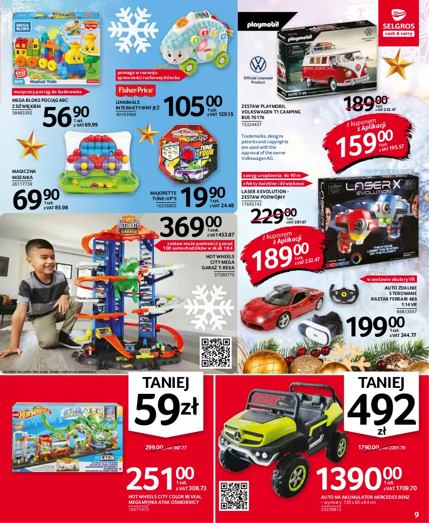 Gazetka promocyjna Selgros - Prezenty 2021 - ważna 16.12 do 24.12.2021 - strona 9 - produkty: Akumulator, Chodzik, Garaż, Hot Wheels, Mega Bloks, Mercedes Benz, Mobil, Playmobil, Pociąg, Ser, Tera