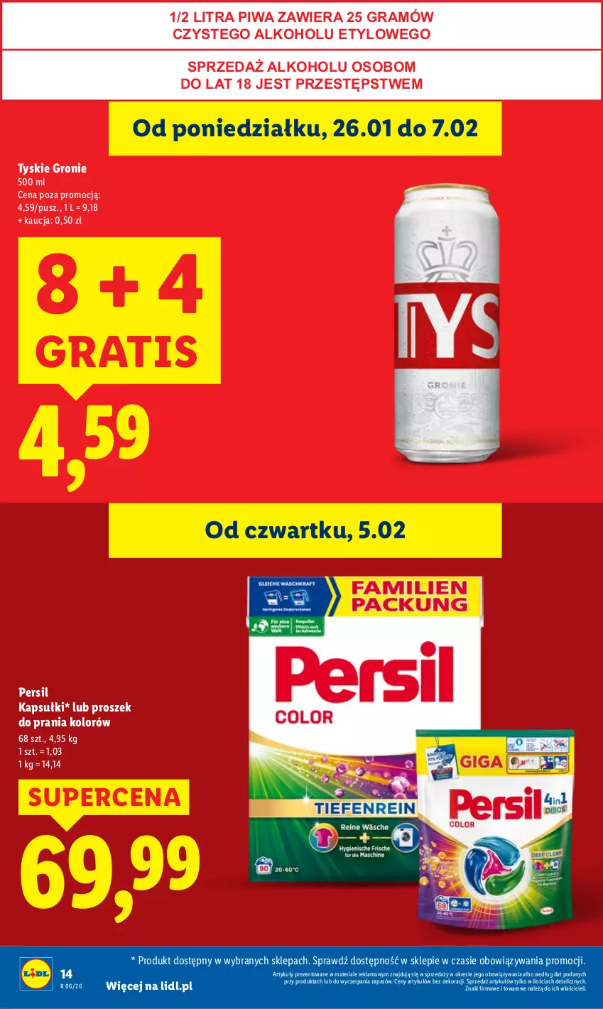 Gazetka promocyjna Lidl - GAZETKA - ważna 05.02 do 07.02.2026 - strona 14 - produkty: Gra, Persil, Piwa, Proszek do prania, Tyskie