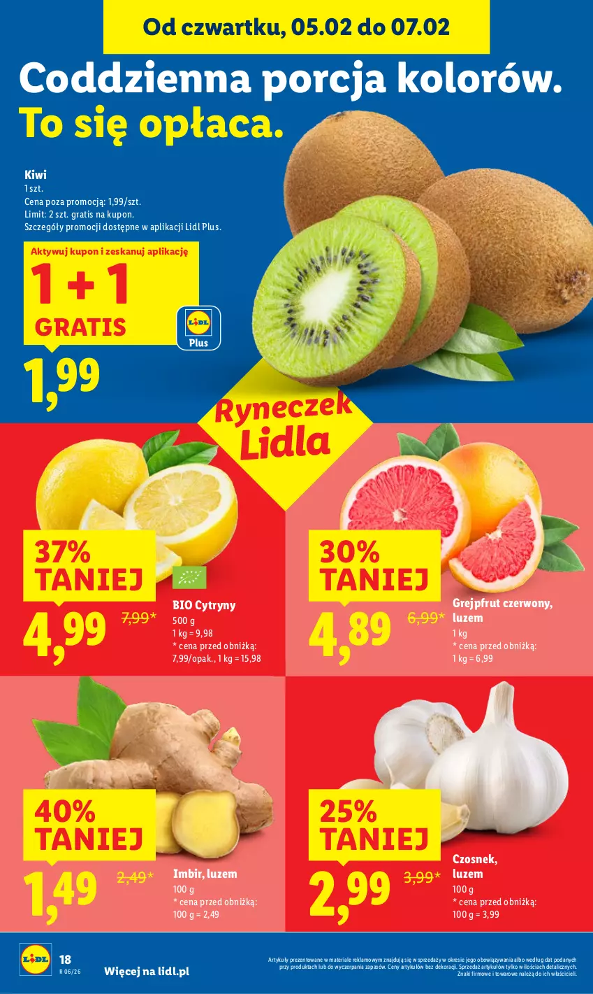 Gazetka promocyjna Lidl - GAZETKA - ważna 05.02 do 07.02.2026 - strona 20 - produkty: Cytryny, Czosnek, Gra, Grejpfrut, Imbir, Kiwi, Por