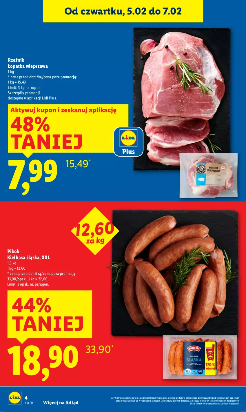 Gazetka promocyjna Lidl - GAZETKA - ważna 05.02 do 07.02.2026 - strona 4 - produkty: Kiełbasa, Kiełbasa śląska, PIKOK
