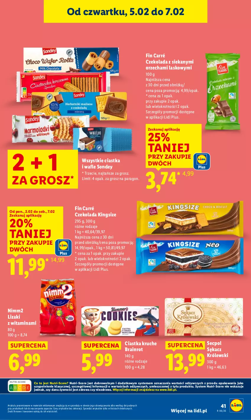Gazetka promocyjna Lidl - GAZETKA - ważna 05.02 do 07.02.2026 - strona 43 - produkty: Ciastka, Czekolada, Królewski, Lizaki, Nimm2, Sękacz, Wafle