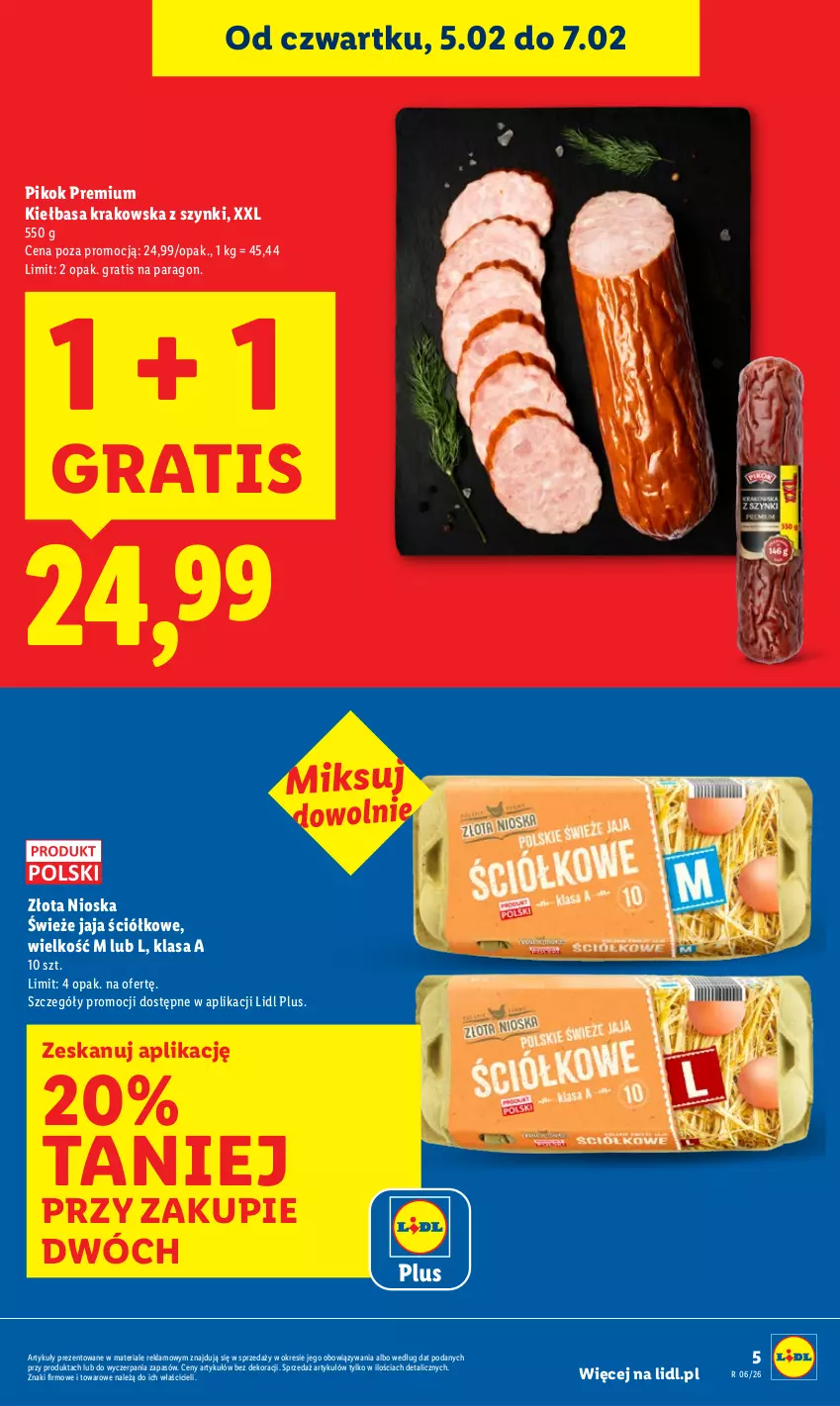 Gazetka promocyjna Lidl - GAZETKA - ważna 05.02 do 07.02.2026 - strona 5 - produkty: Gra, Jaja, Kiełbasa, Kiełbasa krakowska, PIKOK