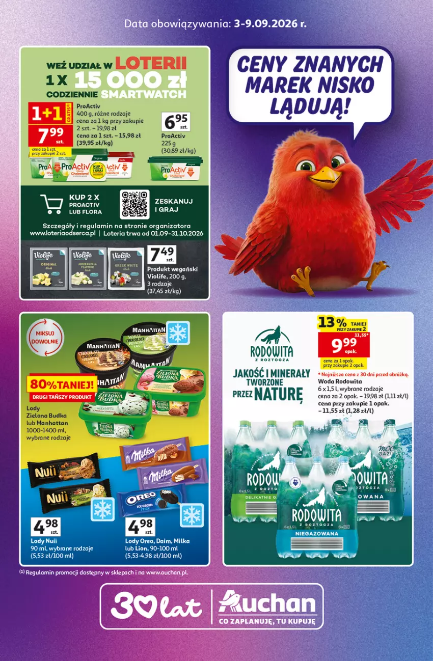 Gazetka promocyjna Auchan - 30 Lat Hipermarket Auchan Znane marki - ważna 03.09 do 09.09.2026 - strona 1 - produkty: Flora, Ser, Woda
