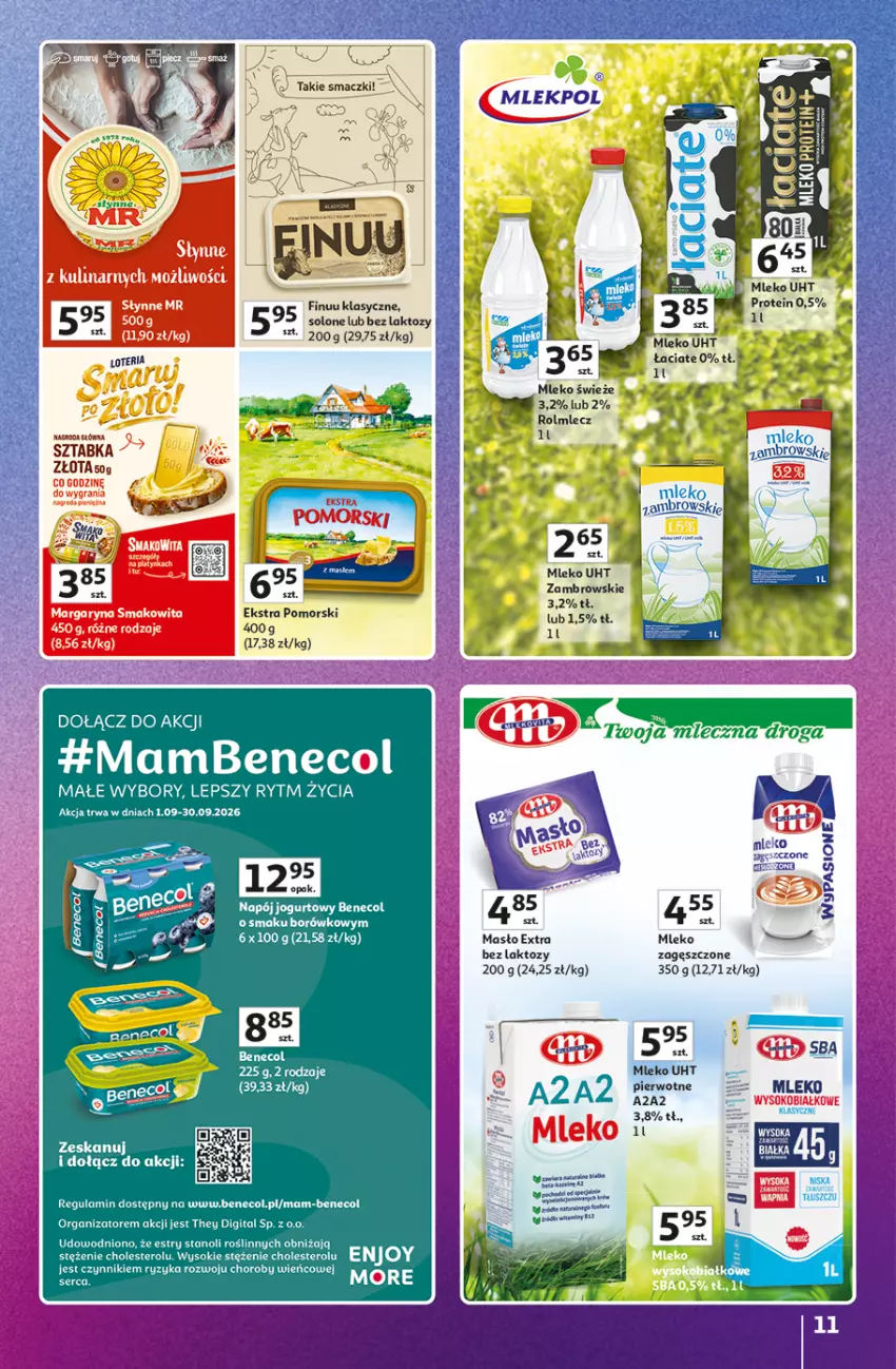 Gazetka promocyjna Auchan - 30 Lat Hipermarket Auchan Znane marki - ważna 03.09 do 09.09.2026 - strona 11 - produkty: Benecol, Finuu, Jogurt, Masło, Mleko, Napój, Napój jogurtowy, Rolmlecz, Sok