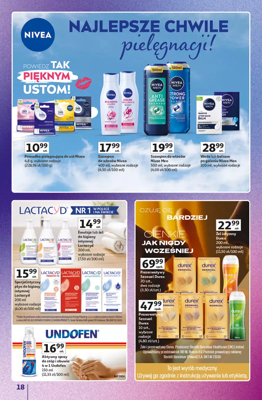 Gazetka promocyjna Auchan - 30 Lat Hipermarket Auchan Znane marki - ważna 03.09 do 09.09.2026 - strona 18 - produkty: Durex, Emulsja, Fa, Lactacyd, Nivea, Nivea Men, Prezerwatyw, Rum, Sensual, Ser, Szampon, Undofen