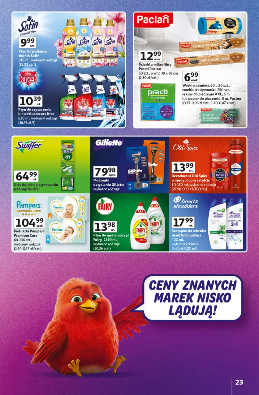 Gazetka promocyjna Auchan - 30 Lat Hipermarket Auchan Znane marki - ważna 03.09 do 09.09.2026 - strona 23 - produkty: Dezodorant, Fa, Gillette, Old Spice, Pampers, Papier, Papier do pieczenia, Piec, Rękaw do pieczenia, Worki na śmiec, Worki na śmieci