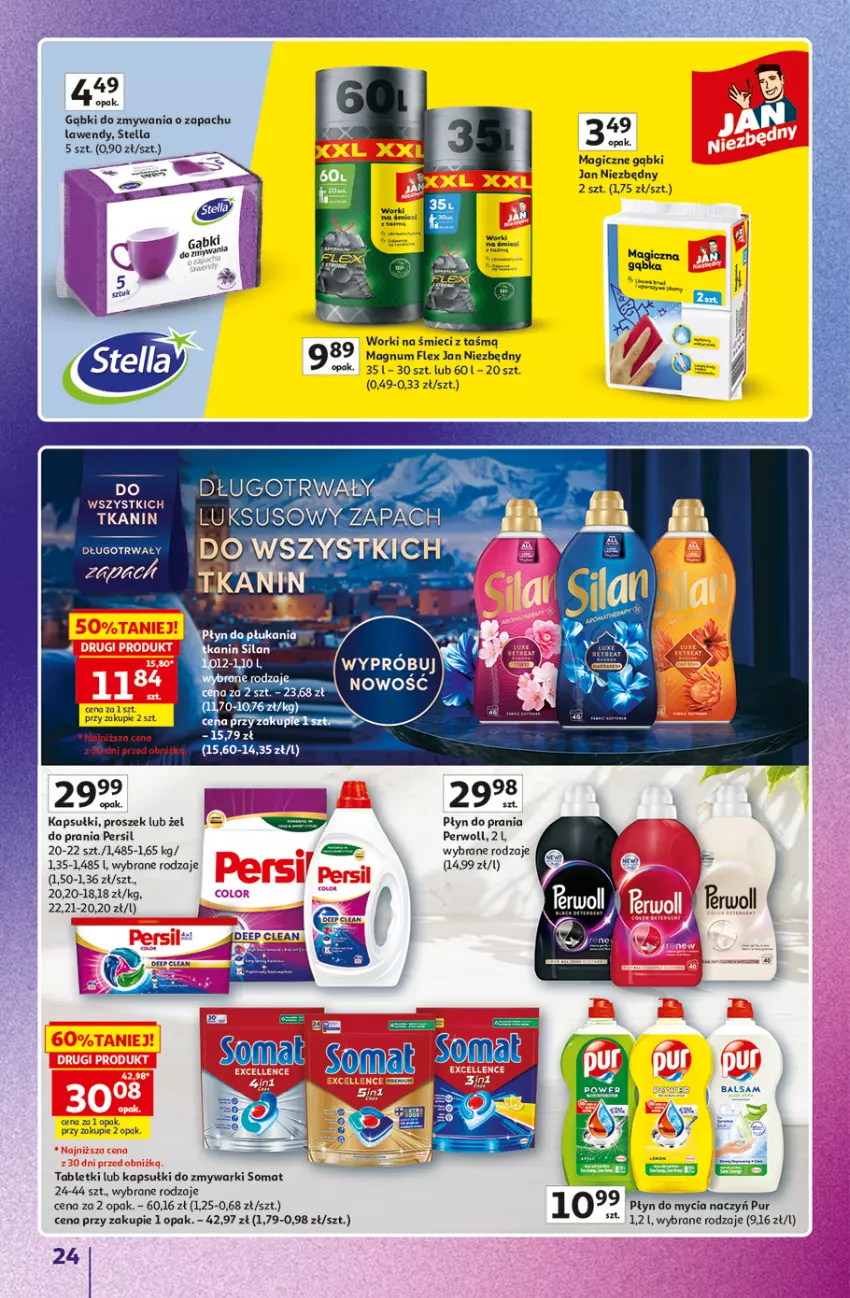 Gazetka promocyjna Auchan - 30 Lat Hipermarket Auchan Znane marki - ważna 03.09 do 09.09.2026 - strona 24 - produkty: Jan Niezbędny, Persil, Perwoll, Płyn do płukania, Płyn do prania, Somat, Tablet, Worki na śmiec, Worki na śmieci, Zmywarki