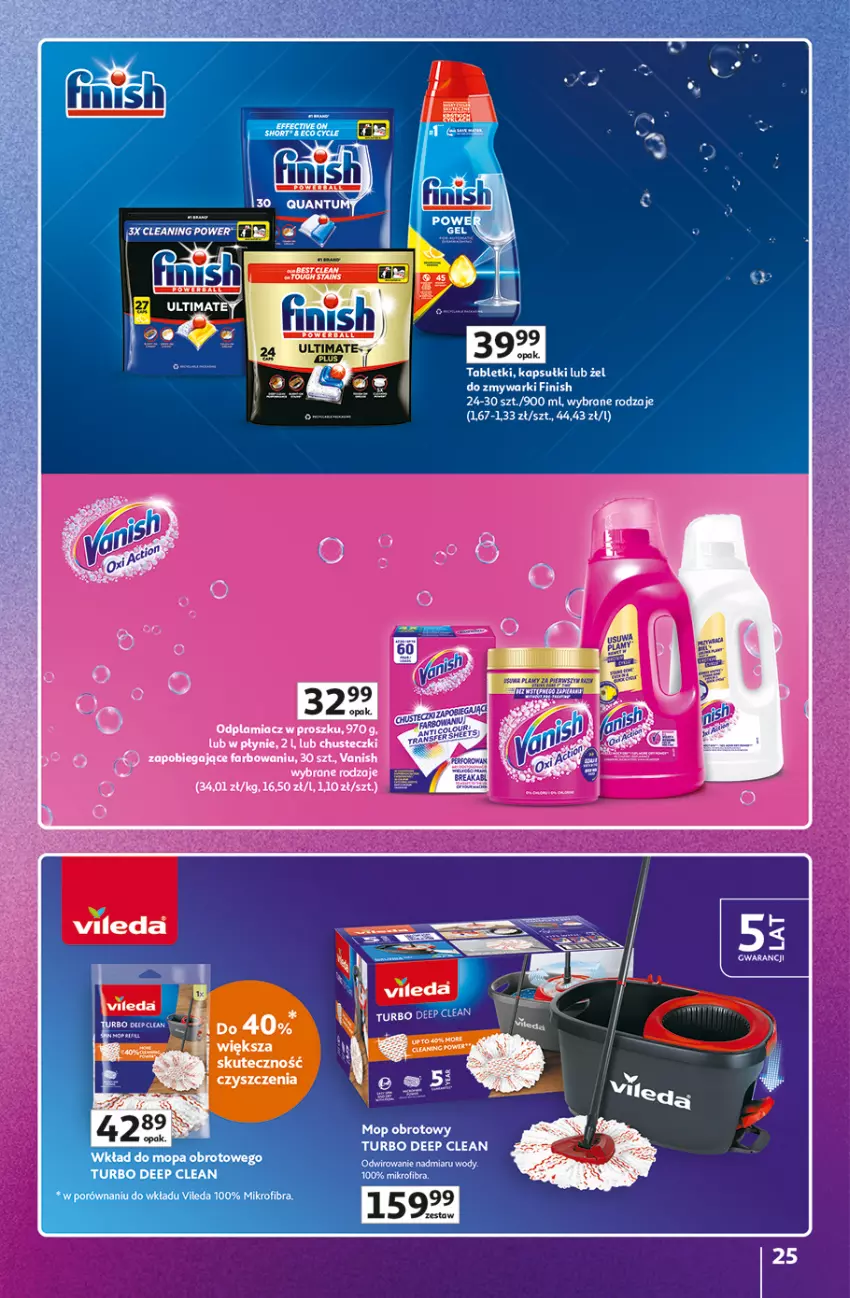 Gazetka promocyjna Auchan - 30 Lat Hipermarket Auchan Znane marki - ważna 03.09 do 09.09.2026 - strona 25 - produkty: Chusteczki, Fa, Finish, Mop, Odplamiacz, Tablet, Vanish, Zmywarki