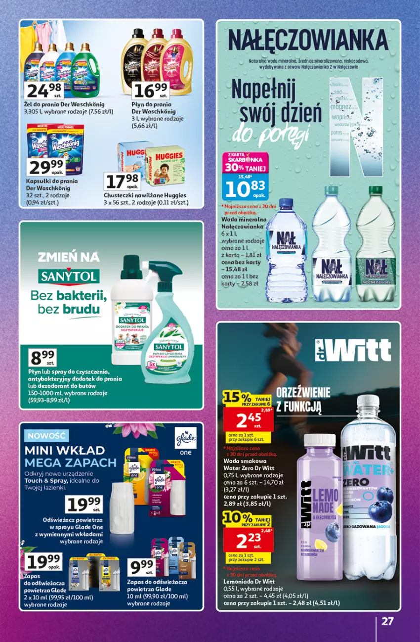 Gazetka promocyjna Auchan - 30 Lat Hipermarket Auchan Znane marki - ważna 03.09 do 09.09.2026 - strona 27 - produkty: Chusteczki, Chusteczki nawilzane, Cif, Fa, Huggies, Karp, Lemoniada, Nałęczowianka, Odświeżacz powietrza, Płyn do prania, Woda