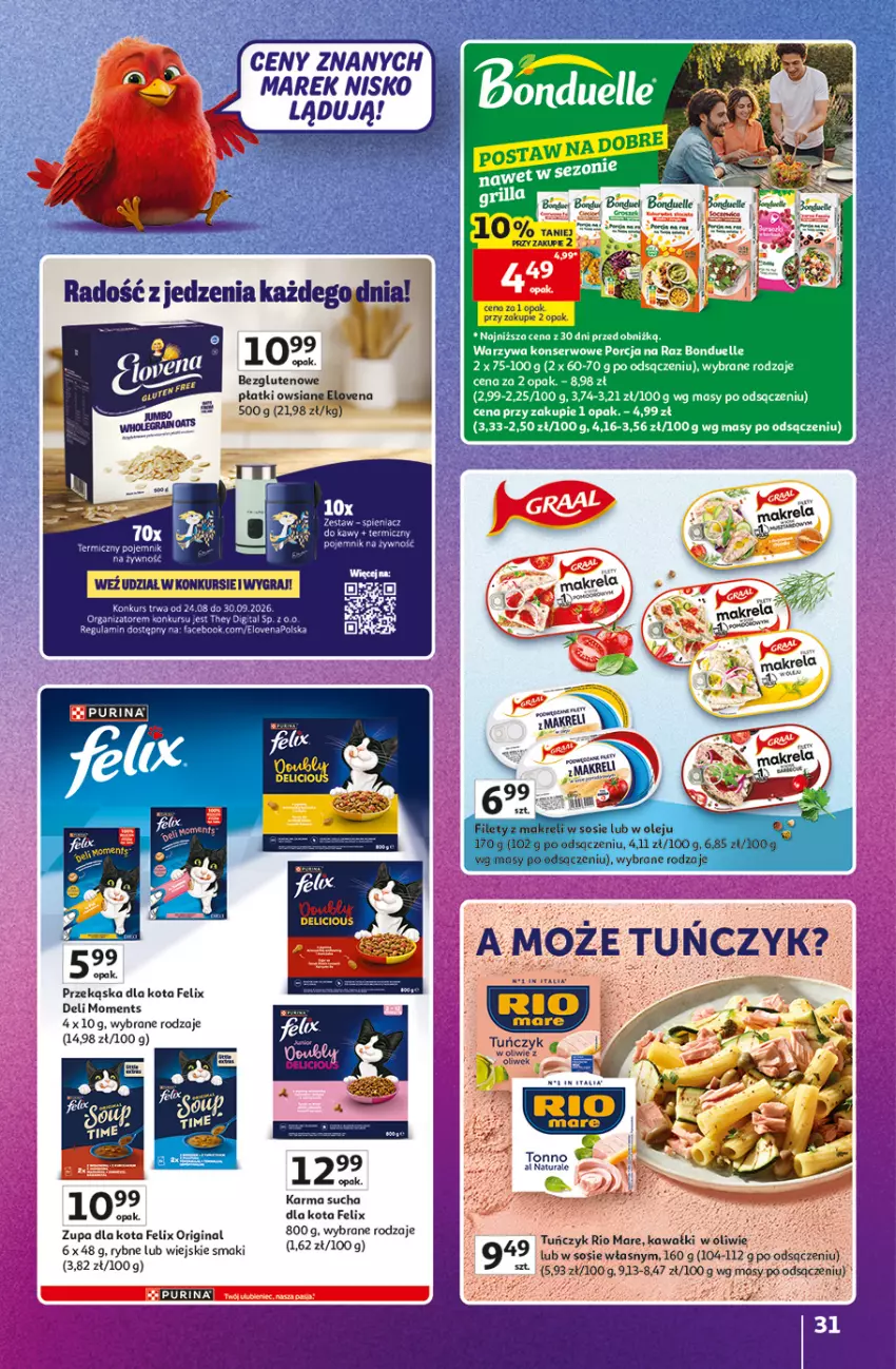 Gazetka promocyjna Auchan - 30 Lat Hipermarket Auchan Znane marki - ważna 03.09 do 09.09.2026 - strona 31 - produkty: Fa, Felix, Gin, Kawa, Kiwi, LG, Moments, Olej, Płatki owsiane, Pojemnik, Pur, Purina, Rio Mare, Sos, Tera, Tuńczyk, Zupa