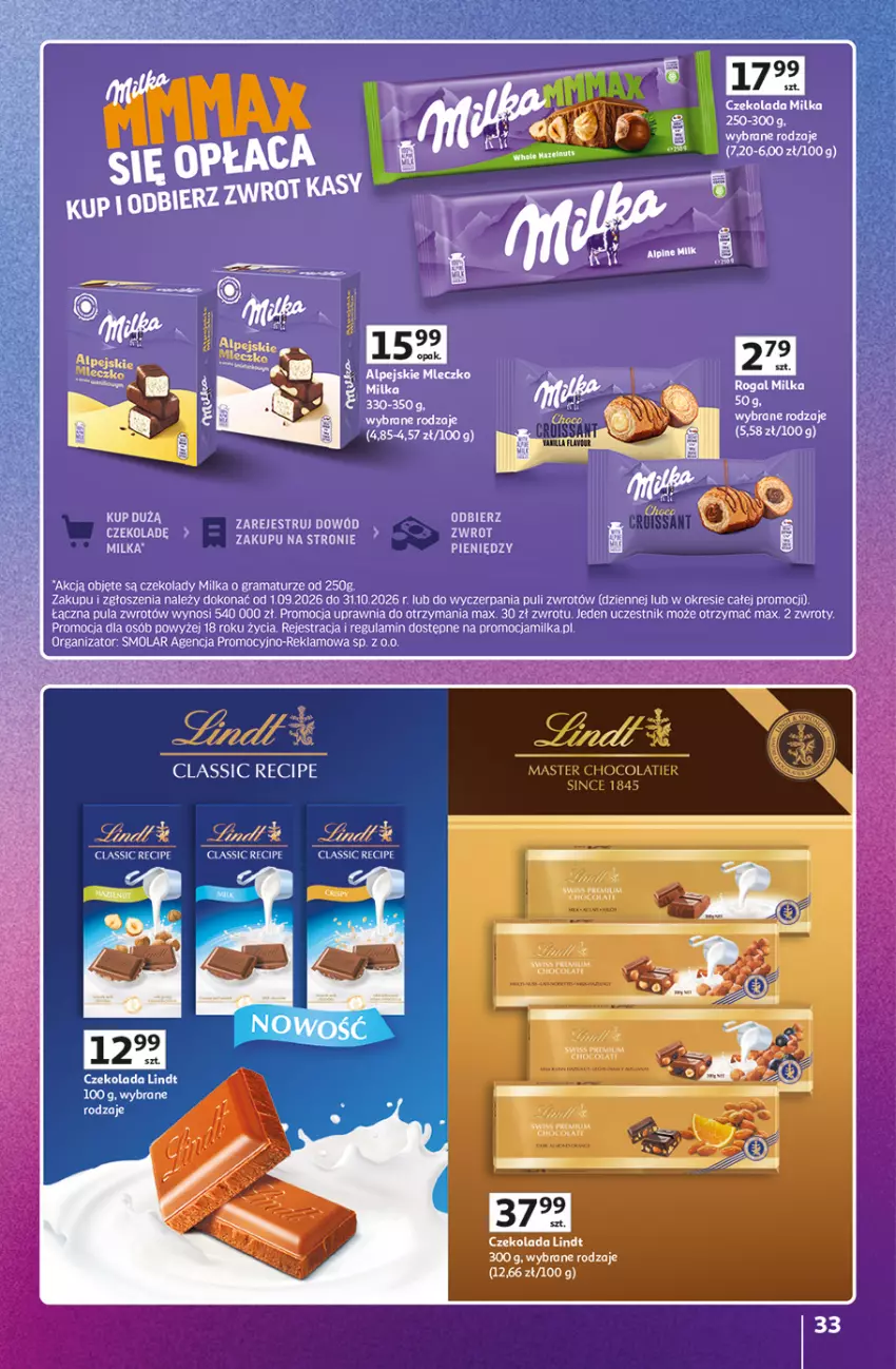 Gazetka promocyjna Auchan - 30 Lat Hipermarket Auchan Znane marki - ważna 03.09 do 09.09.2026 - strona 33 - produkty: Cif, Czekolada, Gra, LG, Lindt, Milka, Mleczko, Mola, Rama