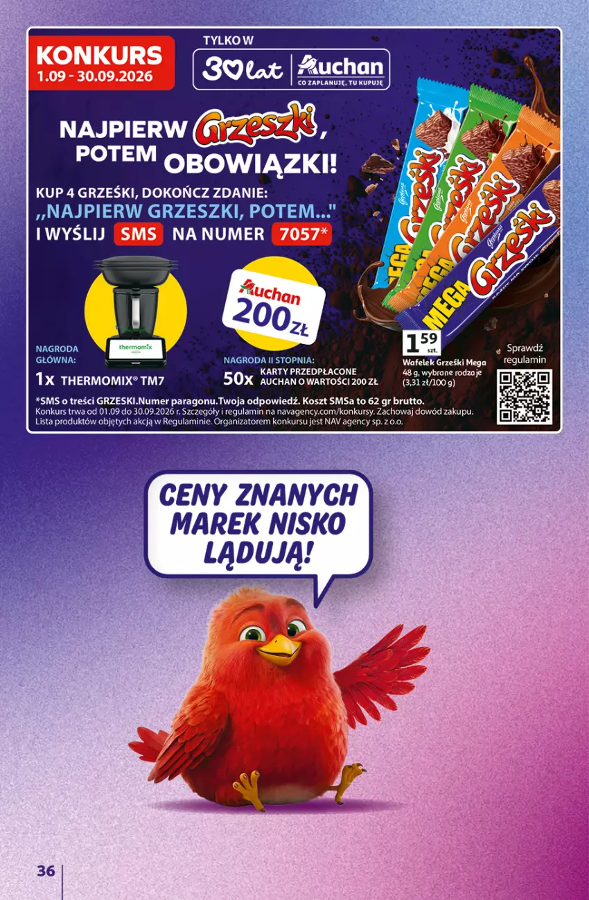 Gazetka promocyjna Auchan - 30 Lat Hipermarket Auchan Znane marki - ważna 03.09 do 09.09.2026 - strona 36 - produkty: Grześki, Kosz, Top, Wafelek