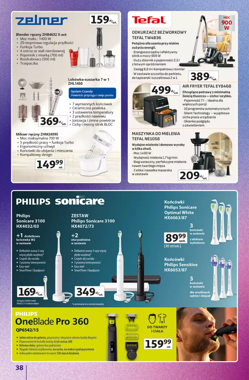Gazetka promocyjna Auchan - 30 Lat Hipermarket Auchan Znane marki - ważna 03.09 do 09.09.2026 - strona 38 - produkty: Acer, Blender, Blender ręczny, Fa, Gra, Lokówka, Maszynka, Maszynka do mielenia, Mikser, Mikser ręczny, Odkurzacz, Philips, Pojemnik, Por, Rozdrabniacz, Ser, Suszarka, Szczotka, Szynka, Tefal, Top, Trzepaczka