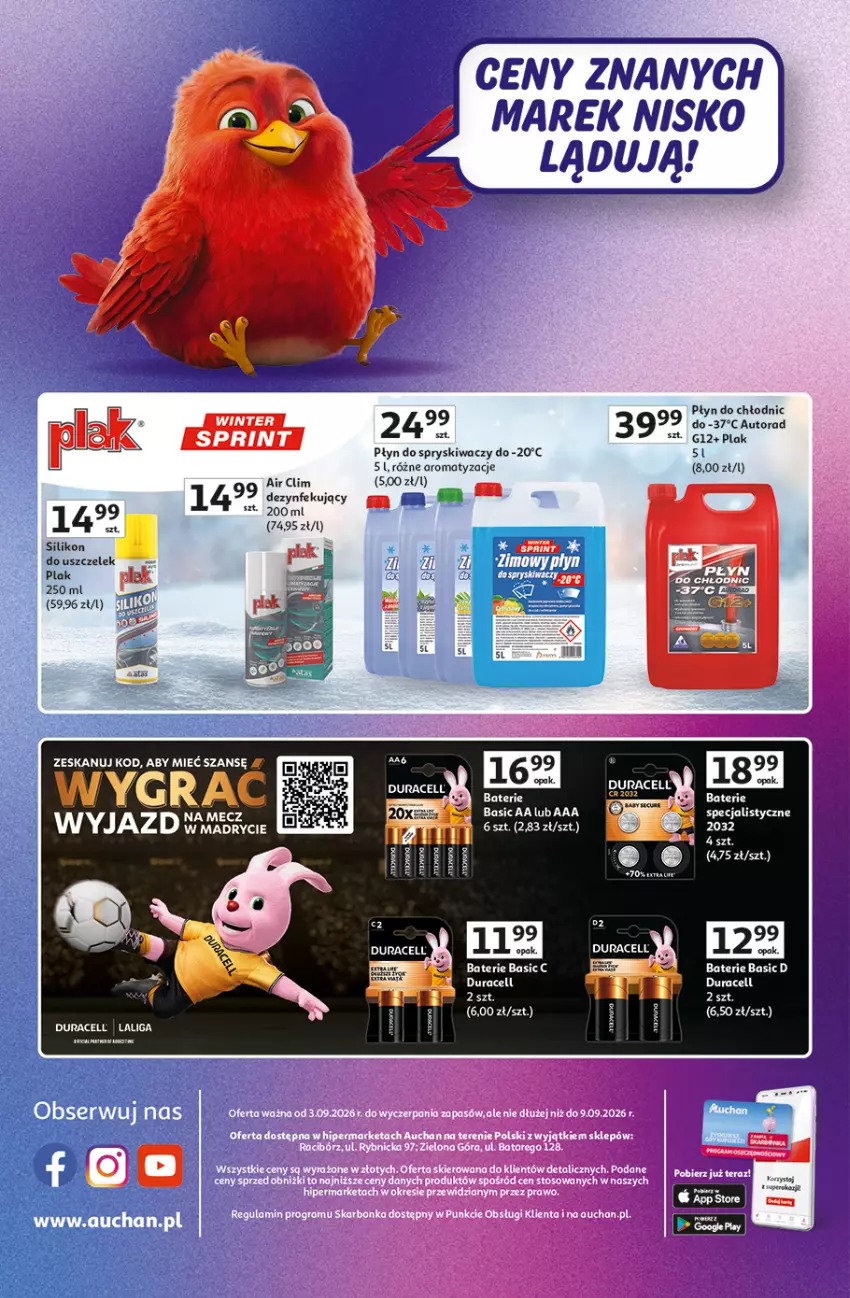 Gazetka promocyjna Auchan - 30 Lat Hipermarket Auchan Znane marki - ważna 03.09 do 09.09.2026 - strona 44 - produkty: Duracell, Płyn do chłodnic, Płyn do spryskiwaczy, Silikon do uszczelek
