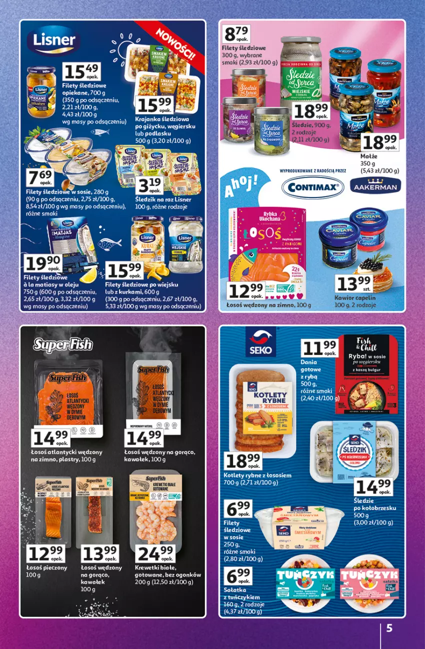 Gazetka promocyjna Auchan - 30 Lat Hipermarket Auchan Znane marki - ważna 03.09 do 09.09.2026 - strona 5 - produkty: Ba!, Bulgur, Fa, Kawa, Kawior, Krajanka śledziowa, Krewetki, LG, Lisner, Olej, Ryba, Sałat, Sałatka, Sos, Tuńczyk, Wałek