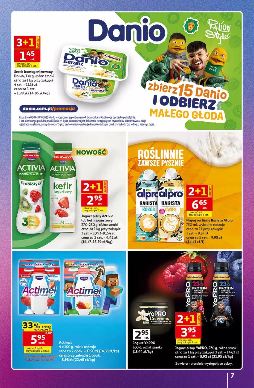 Gazetka promocyjna Auchan - 30 Lat Hipermarket Auchan Znane marki - ważna 03.09 do 09.09.2026 - strona 7 - produkty: Activia, Alpro, Danio, Gra, Jogurt, Jogurt pitny, Kefir, Napój, Napój roślinny, Por, Ser, Serek, Serek homogenizowany